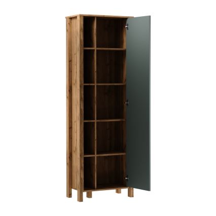 Bibliothèque MENTA 66x200x37 cm chêne Wotan/vert