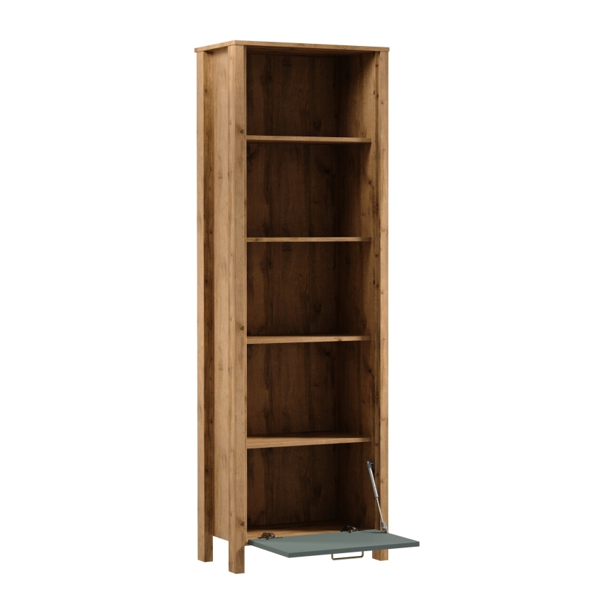 Bibliothèque MENTA 66x200x37 cm chêne Wotan/vert
