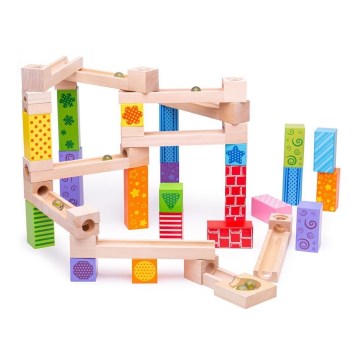 Bigjigs Toys - Piste de billes en bois coloré