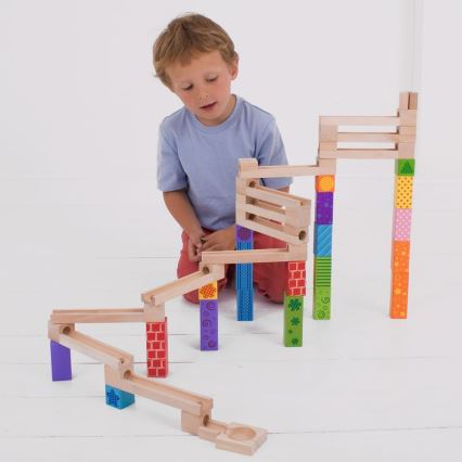 Bigjigs Toys - Piste de billes en bois coloré