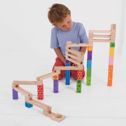 Bigjigs Toys - Piste de billes en bois coloré