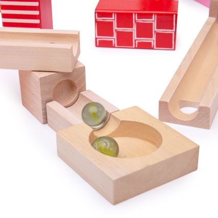 Bigjigs Toys - Piste de billes en bois coloré