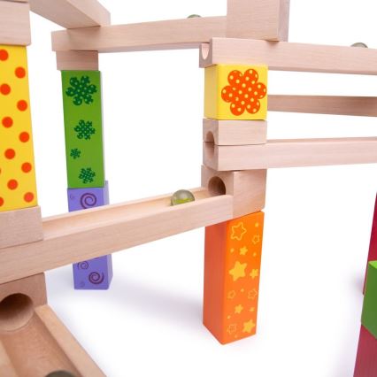 Bigjigs Toys - Piste de billes en bois coloré