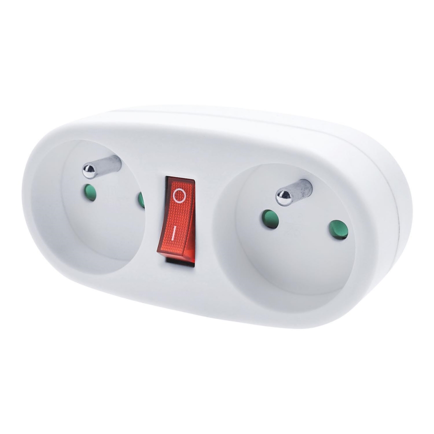 Biplite avec interrupteur 2x 10A blanc