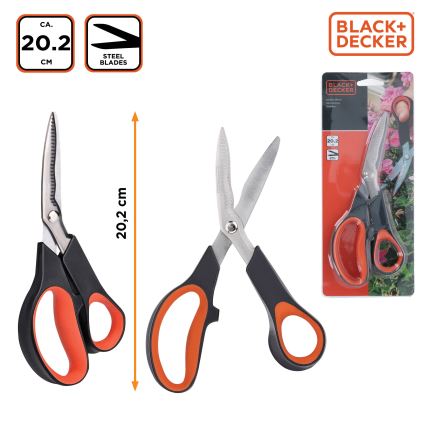 BLACK+DECKER - Ciseaux de jardin pour fleurs 202 mm