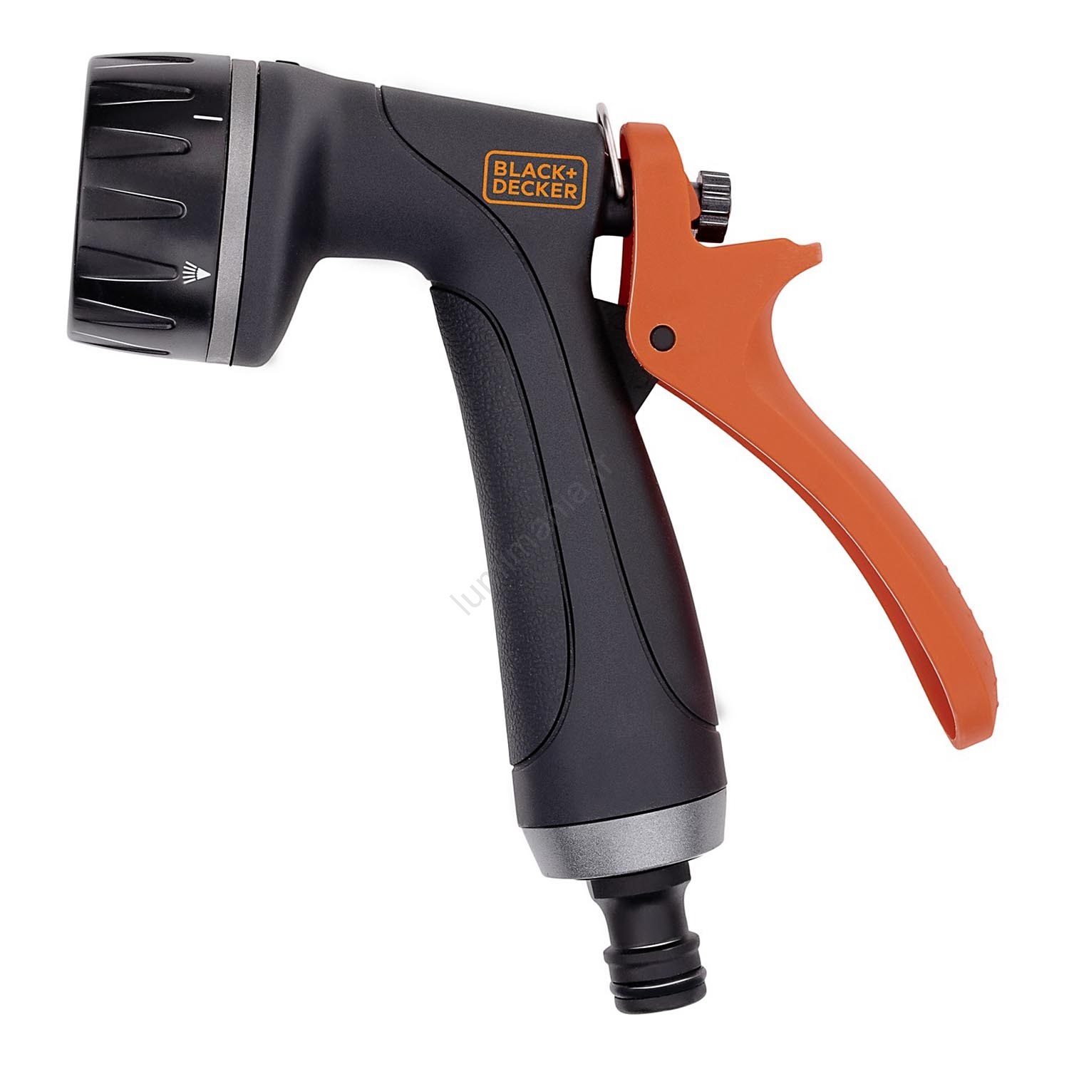 Pistolet D'Arrosage BLACK+DECKER - 8 Réglages De Jet - Compatible Tuyau Standard - Arrosage Et Nettoyage - Noir/Orange