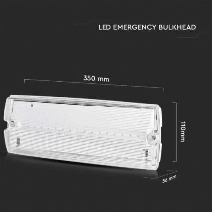 Bloc de secours LED avec un regular functionality test EMERGENCY EXIT LED/3W/230V 6400K IP65