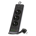 Bloc multiprise avec interrupteur LINEA PRO 3x230V+3xUSB-A + 1xUSB-C SCHUKO 1,5 m noir