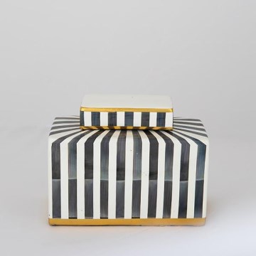 Bocal en céramique 20,5x16x9 cm bleu/blanc/noir