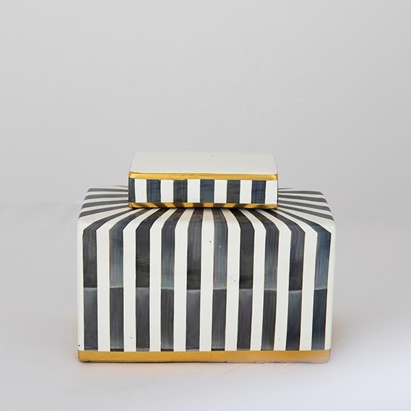 Bocal en céramique 20,5x16x9 cm bleu/blanc/noir