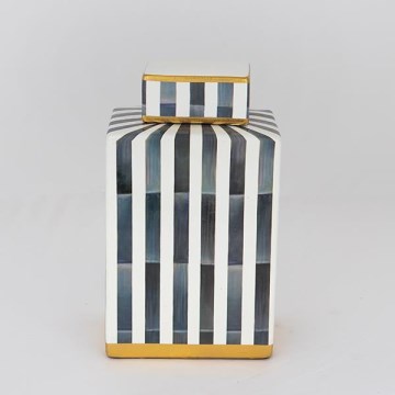 Bocal en céramique 22x18x8 cm bleu/blanc