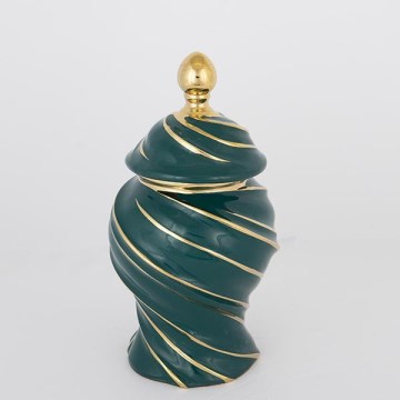 Bocal en céramique 30x17 cm doré/vert