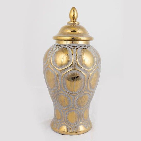 Bocal en céramique 33,8x16 cm doré/argent