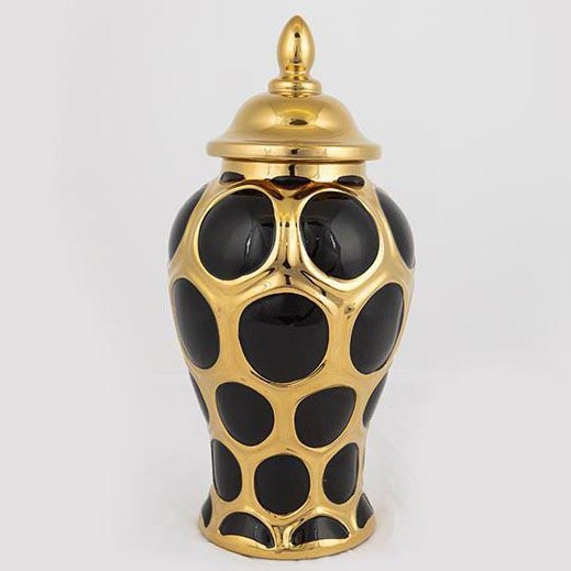 Bocal en céramique 33,8x16 cm doré/noir