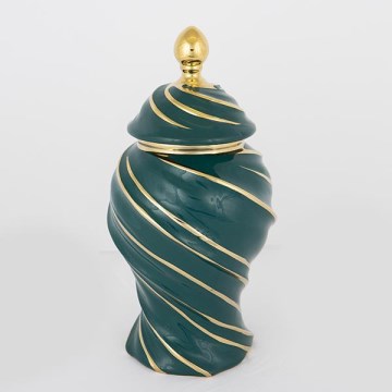 Bocal en céramique 35x18,5 cm doré/vert