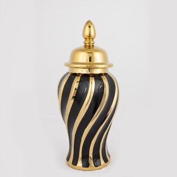 Bocal en céramique 36,5x16 cm doré/noir