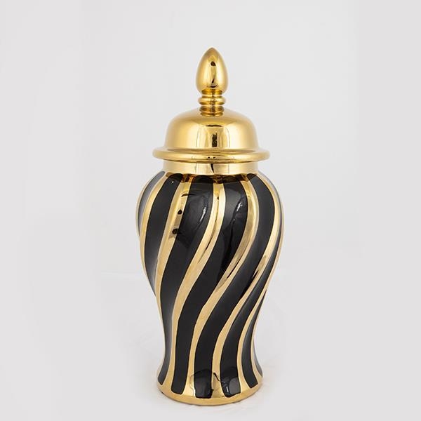 Bocal en céramique 36,5x16 cm doré/noir