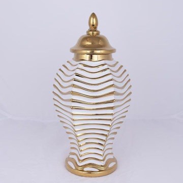 Bocal en céramique 42,2x21,1 cm doré/blanc