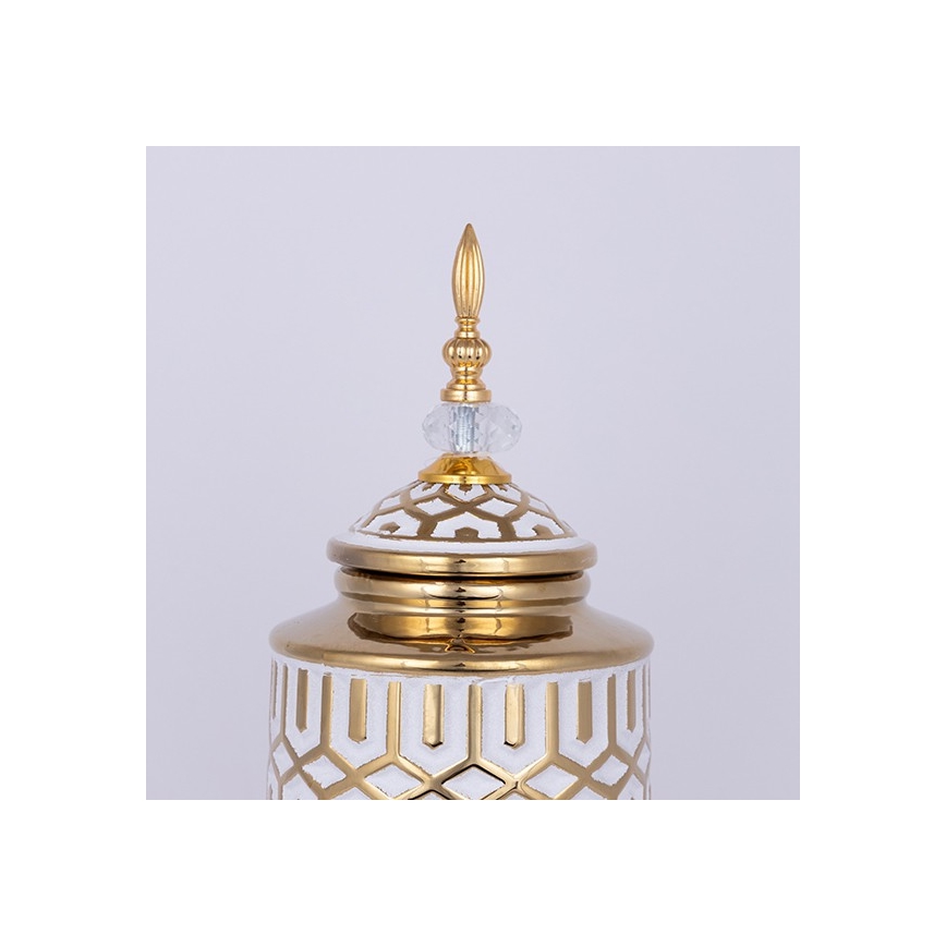 Bocal en céramique 45,7x16,9 cm doré/blanc