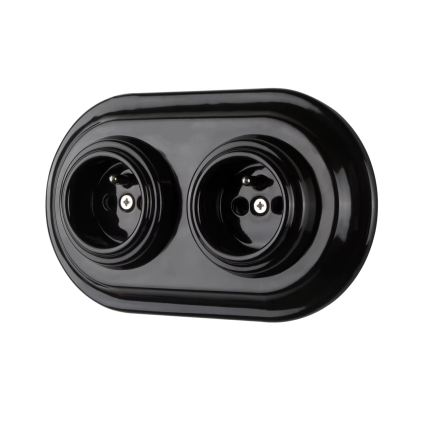 Bohemia-Design - Cadre rétro double en porcelaine, noir