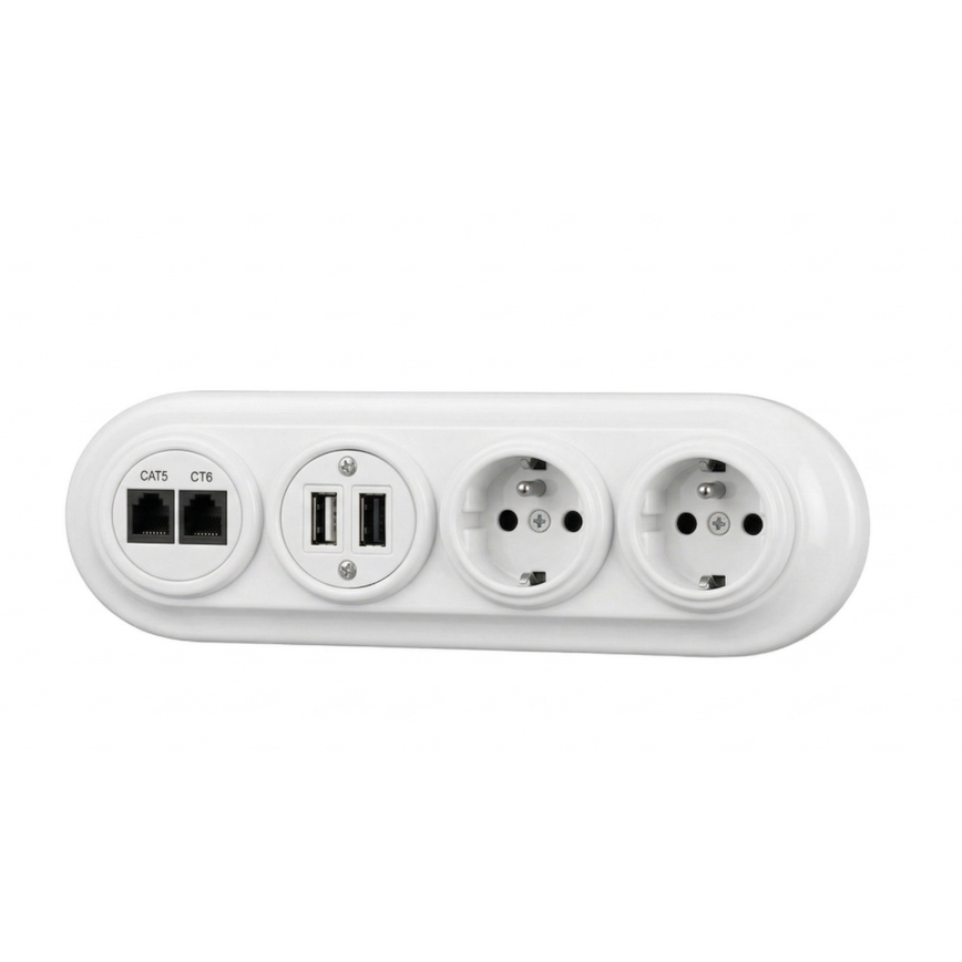 Bohemia-Design - Cadre rétro en porcelaine 4 postes, blanc