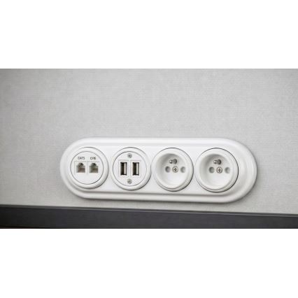 Bohemia-Design - Cadre rétro en porcelaine 4 postes, blanc