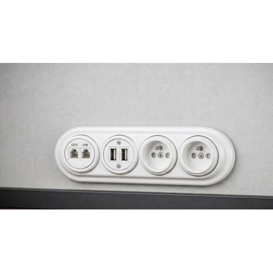 Bohemia-Design - Cadre rétro en porcelaine 4 postes, blanc