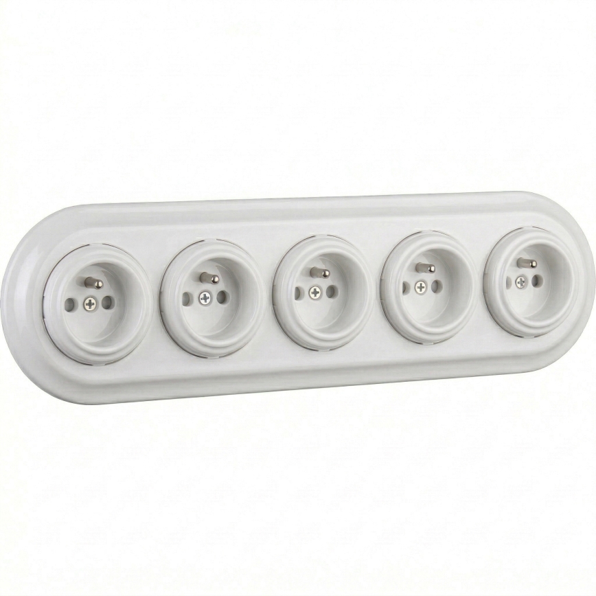 Bohemia-Design - Cadre rétro en porcelaine, 5 modules, blanc