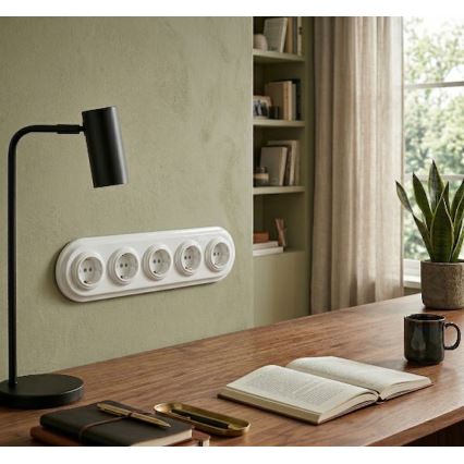 Bohemia-Design - Cadre rétro en porcelaine, 5 modules, blanc