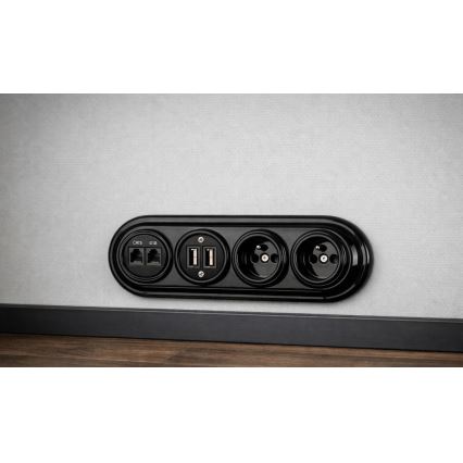 Bohemia-Design - Cadre rétro en porcelaine quadruple noir