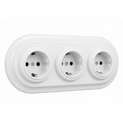 Bohemia-Design - Cadre rétro triple en porcelaine blanche