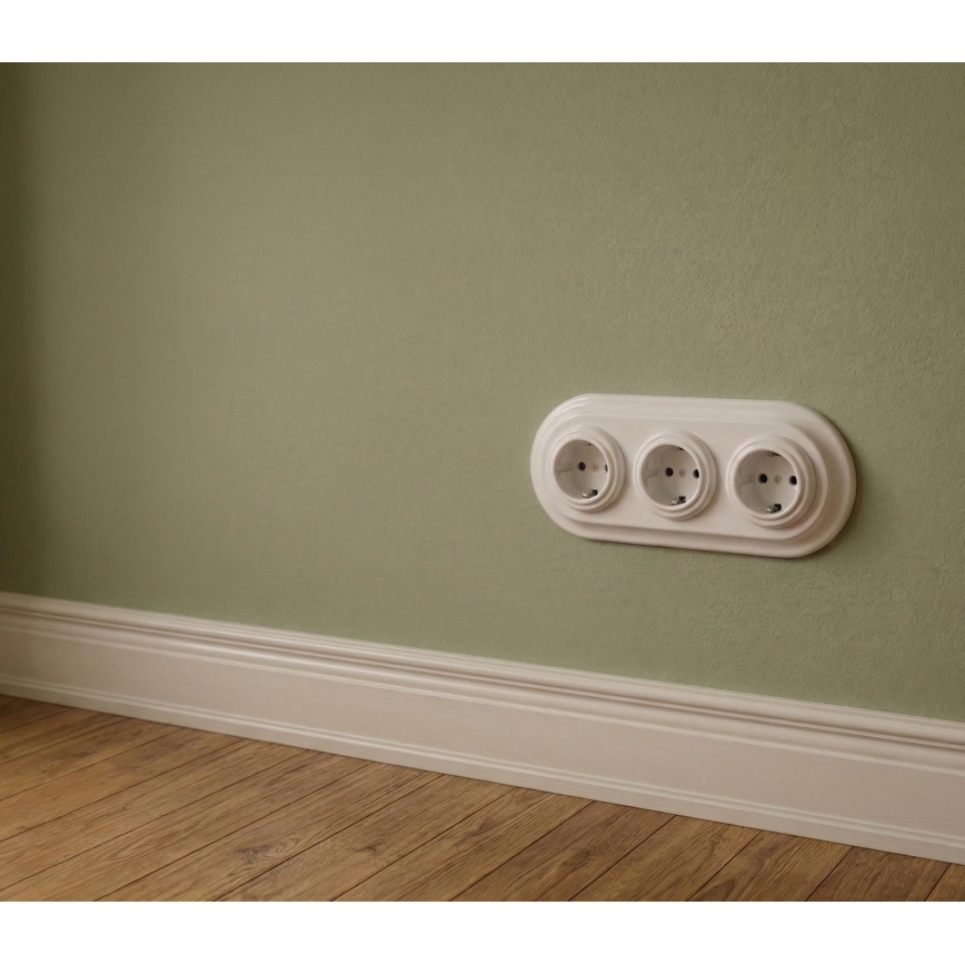 Bohemia-Design - Cadre rétro triple en porcelaine blanche