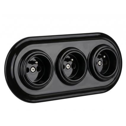 Bohemia-Design - Cadre rétro triple en porcelaine noir