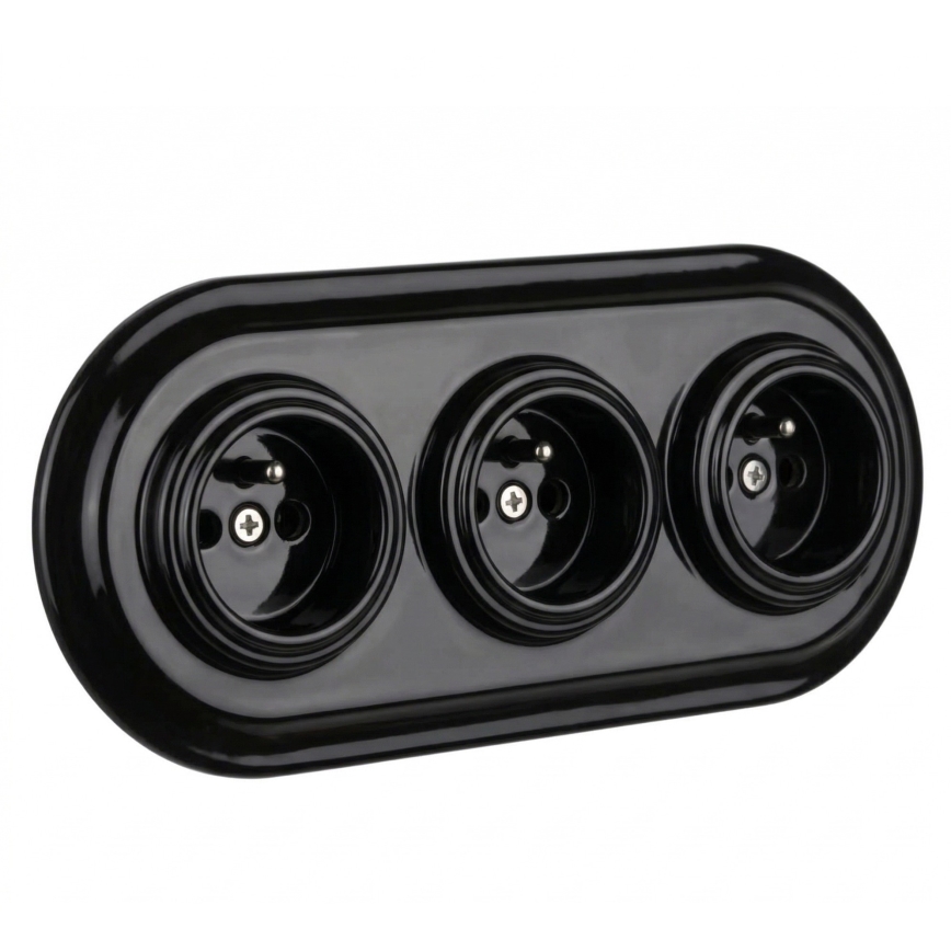 Bohemia-Design - Cadre rétro triple en porcelaine noir