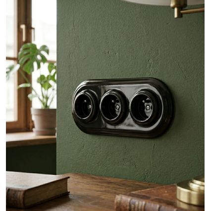 Bohemia-Design - Cadre rétro triple en porcelaine noir