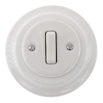 Bohemia-Design - Interrupteur pour sonnette rétro en porcelaine, simple, avec cadre, blanc