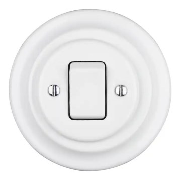 Bohemia-Design - Interrupteur rétro en porcelaine simple avec plaque n°7, blanc