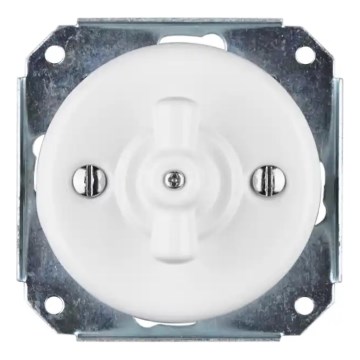 Bohemia-Design - Interrupteur rotatif en porcelaine au style rétro, sans cadre, n° 7, blanc