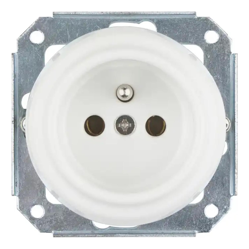 Bohemia-Design - Prise domestique rétro en porcelaine sans cadre 250V/16A blanche