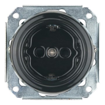 Bohemia-Design - Prise encastrée rétro en porcelaine sans cadre SCHUKO 250V/16A noire