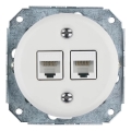 Bohemia-Design -Prise Ethernet rétro en porcelaine sans cadre, 2 ports CAT5e, blanche