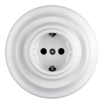 Bohemia-Design - Prise murale rétro en porcelaine avec cadre SCHUKO 250 V/16 A, blanche