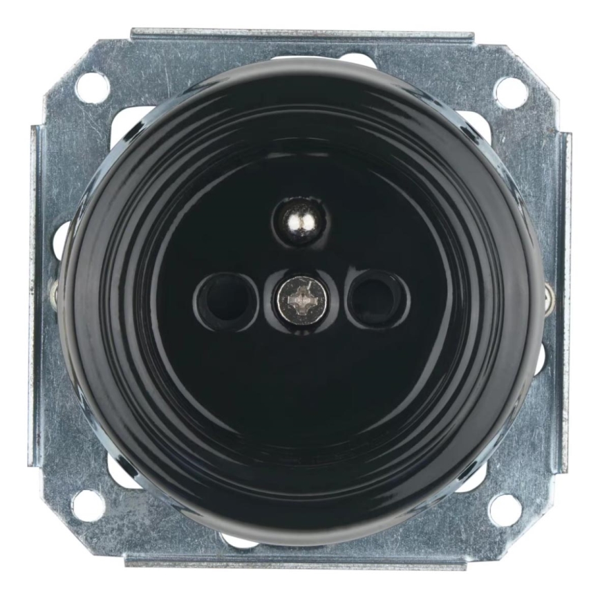 Bohemia-Design - Prise murale rétro en porcelaine, sans cadre, 250 V/16 A, noire