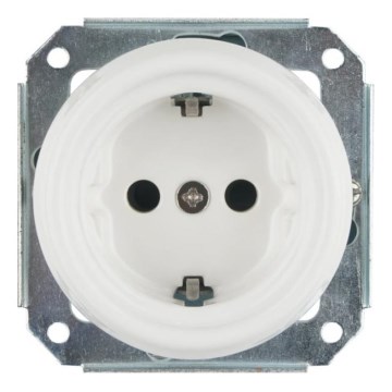 Bohemia-Design - Prise murale rétro en porcelaine sans cadre SCHUKO 250V/16A blanche