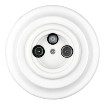 Bohemia-Design - Prise TV/SAT rétro en porcelaine blanche avec cadre