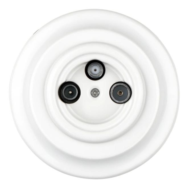Bohemia-Design - Prise TV/SAT rétro en porcelaine blanche avec cadre