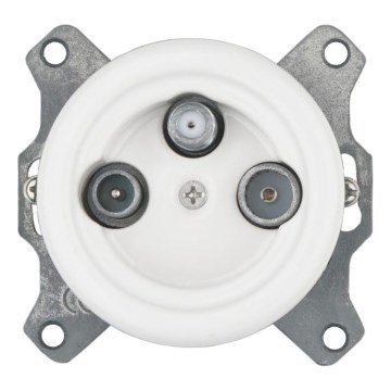 Bohemia-Design - Prise TV/SAT rétro en porcelaine, modèle W, sans cadre, blanche