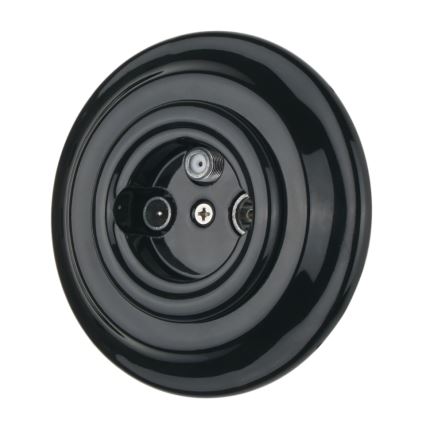 Bohemia-Design - Prise TV/SAT-W rétro en porcelaine avec cadre noir