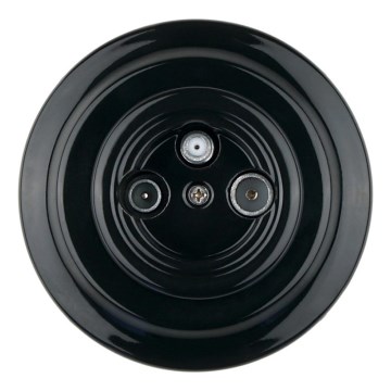 Bohemia-Design - Prise TV/SAT-W rétro en porcelaine avec cadre, noire
