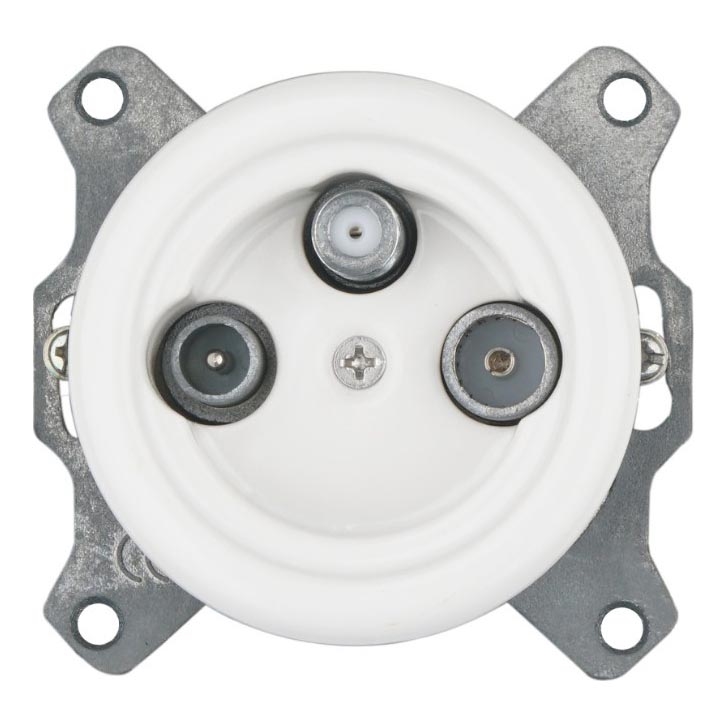 Bohemia-Design - Prise TV/SAT-W rétro en porcelaine, sans enjoliveur, blanche